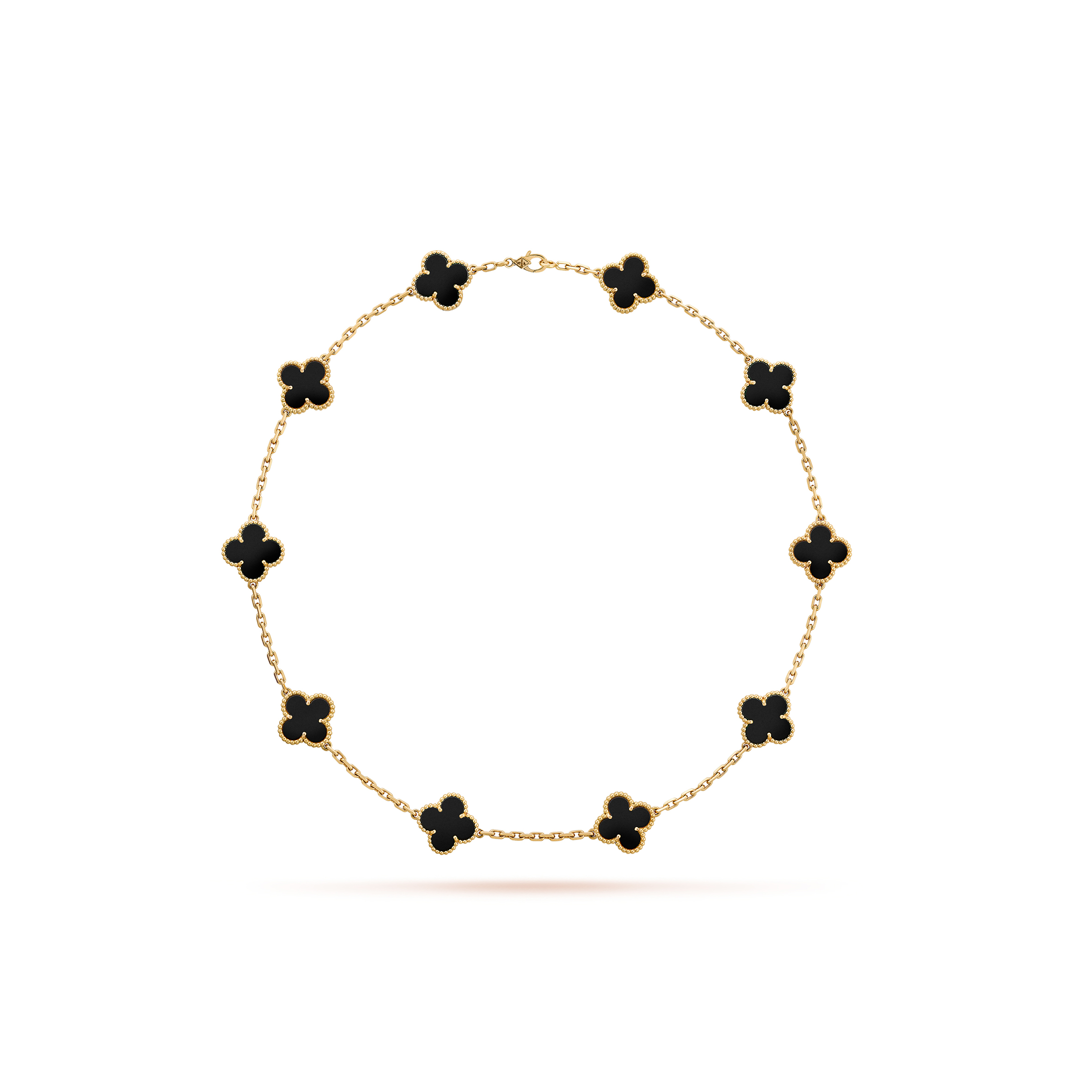 VAN CLEEF ARPELS VINTAGE ALHAMBRA NECKLACE, 10 MOTIFS - YELLOW GOLD, ONYX  VCARA42700